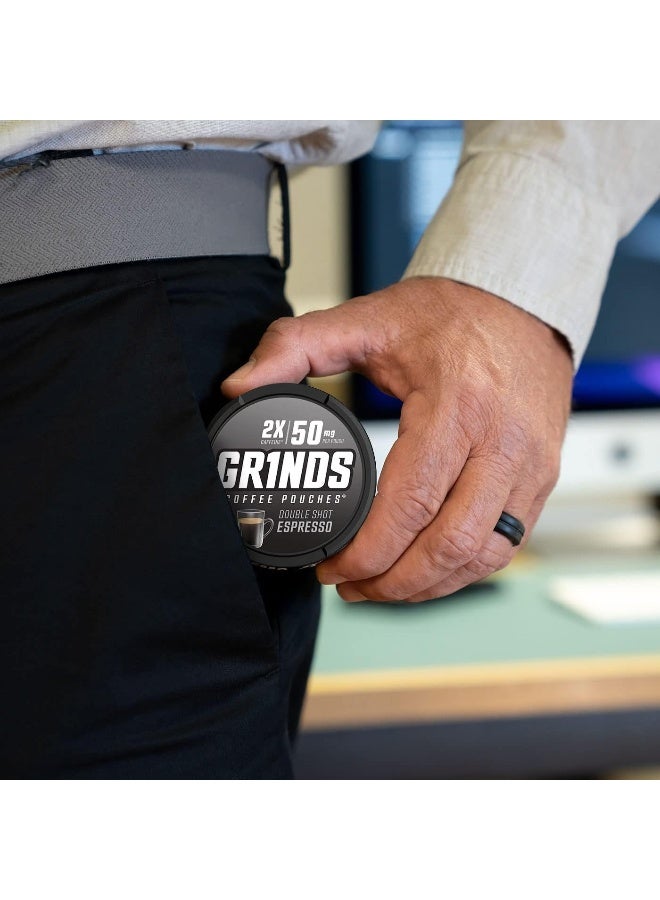 Grinds Coffee Pouches | 3 Cans of Double Shot Espresso | Tobacco Free, Nicotine Free Healthy Alternative | 18 Pouches Per Can | 2x Caffeine 1 Pouch eq. 1/2 Cup of Coffee - Image 5